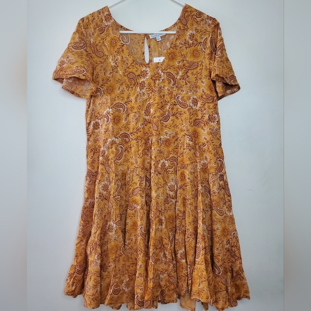 NWT Patrons of Peace Mini Babydoll Dress Size Small Paisley Floral Print